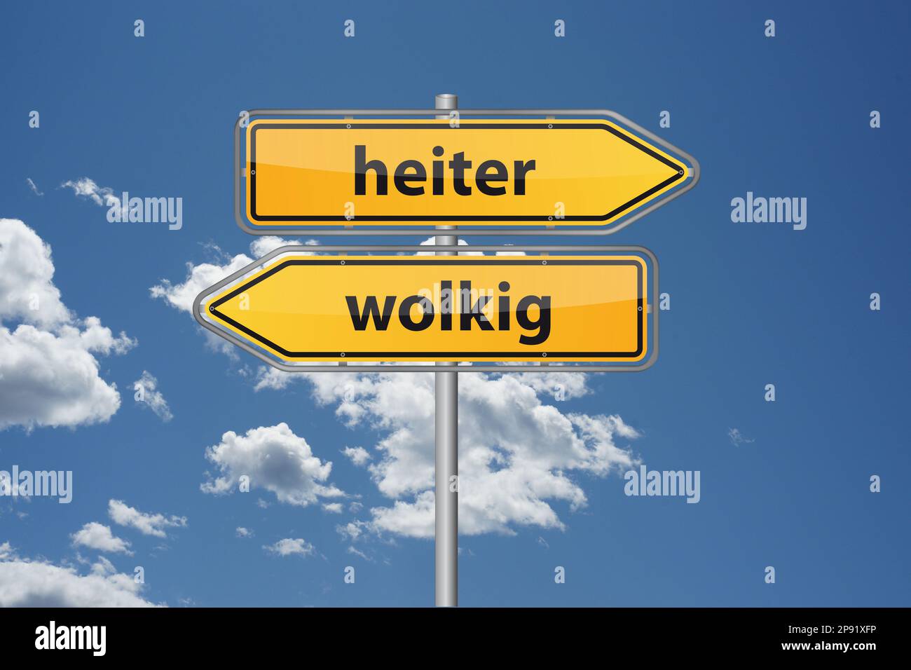 Clear Cloudy in german heiter wolkig 2 directional arrow economy