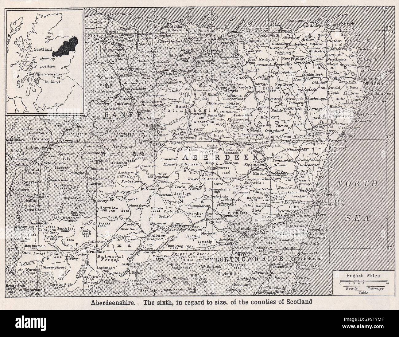 Vintage map of Aberdeenshire Stock Photo Alamy