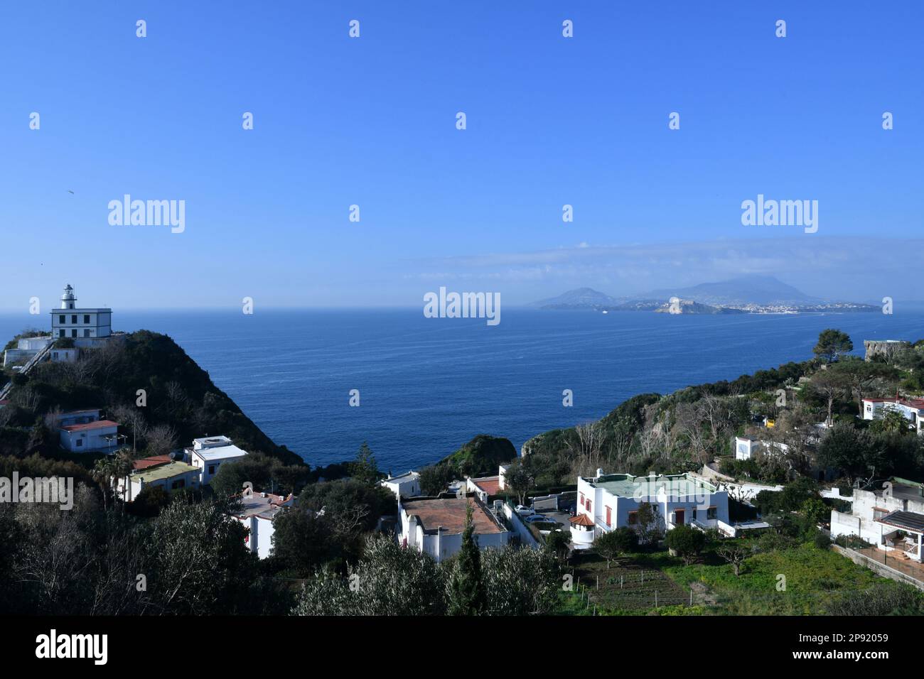 The lighthouse of Capo Miseno, on the coast facing the islands of the