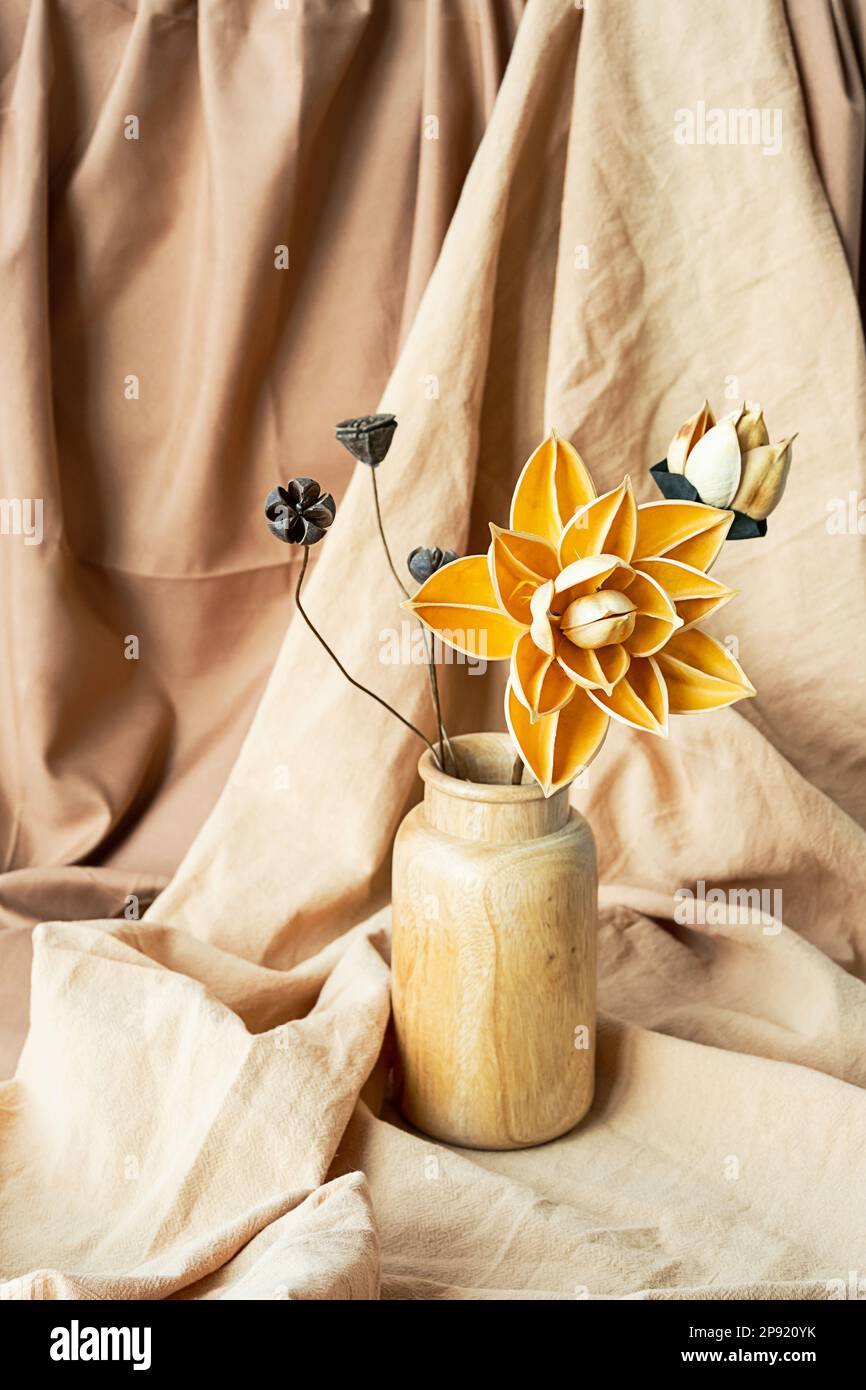 Fall arrangement of dried hydrangea flowers and dried corn stalks Stock  Photo - Alamy