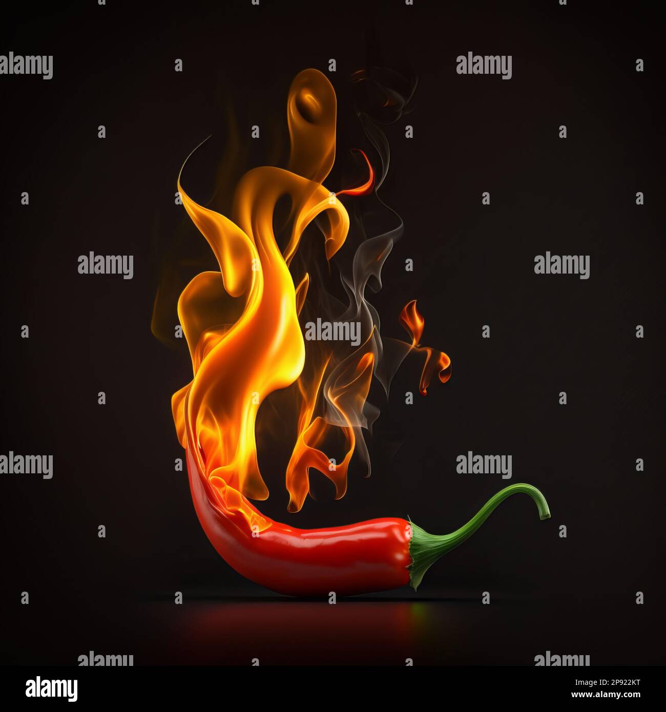 Hot pepper with flames on a dark background Stock Photo Alamy