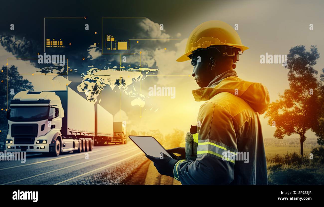 Business and technology digital future of cargo containers logistics