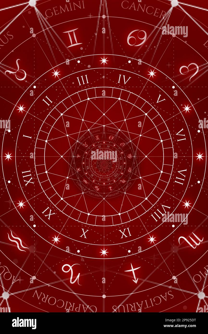 Astrology and alchemy sign background illustration - red Stock Photo ...