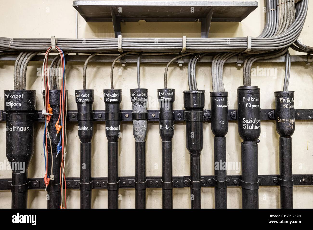 Old cable system Cable terminations Telephone cables Stock Photo Alamy