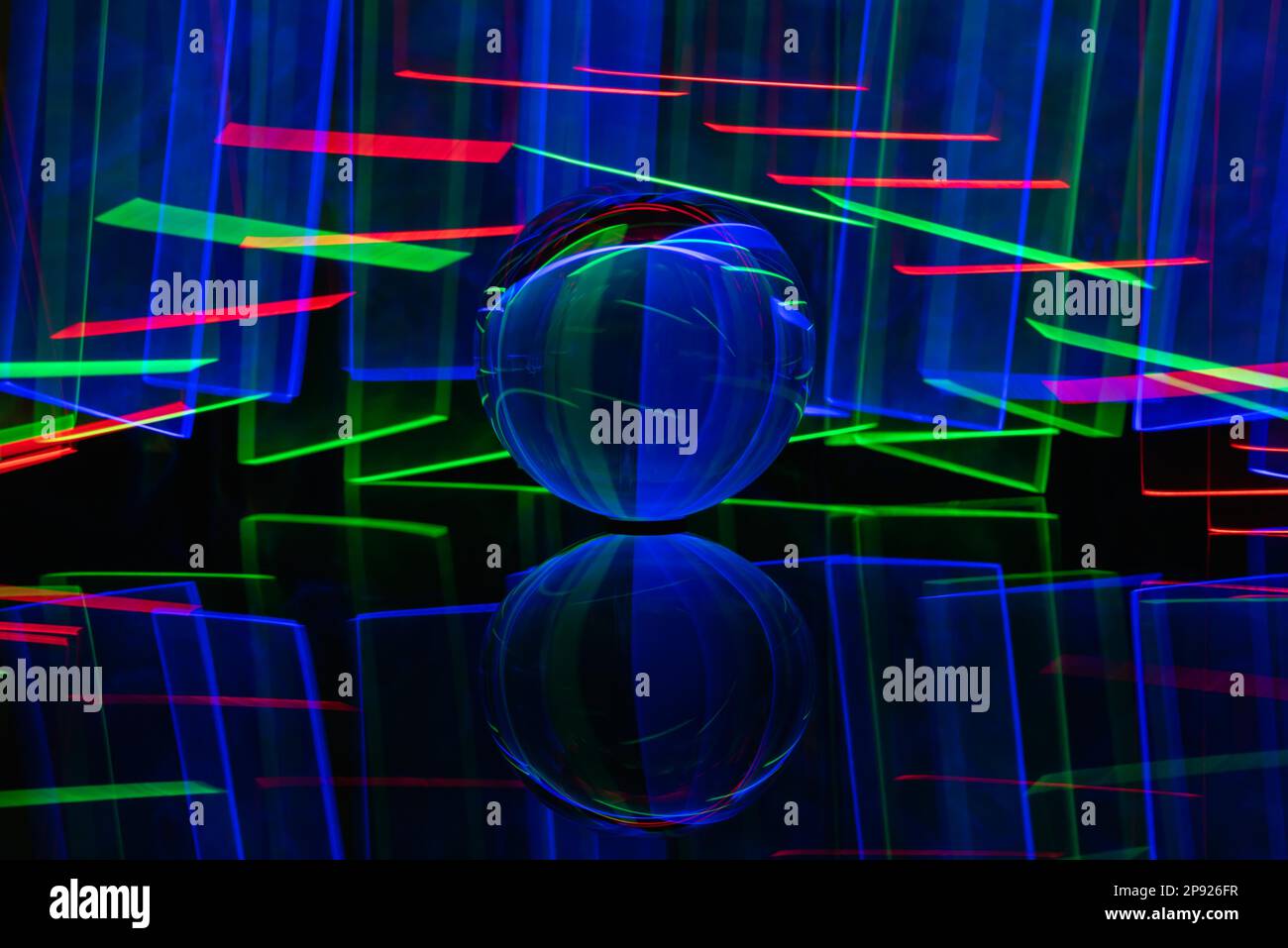Light painting with a glass sphere Stock Photo Alamy