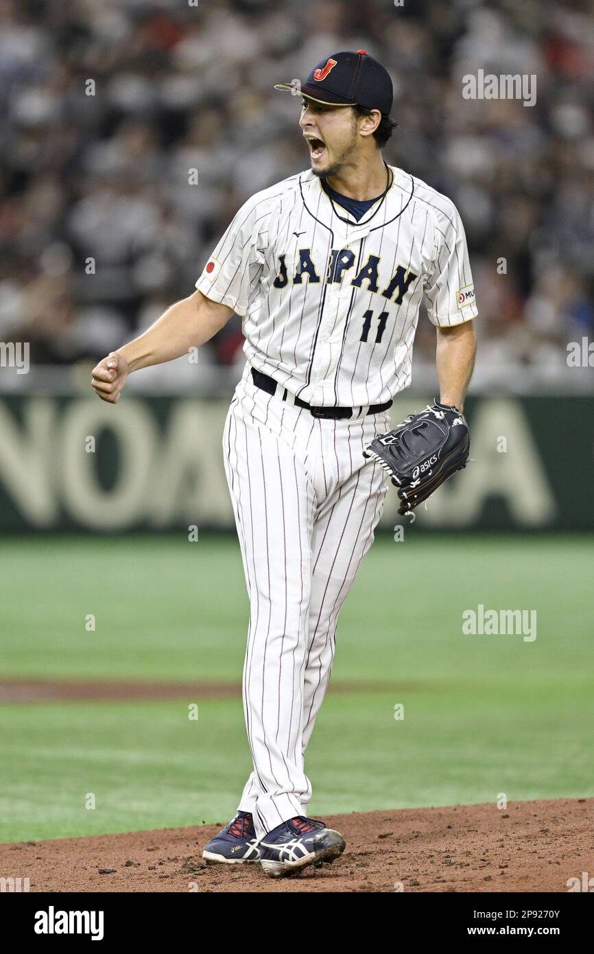 Tokyo, Japan, March 10, 2023. Japan's starting pitcher Yu Darvish lets ...