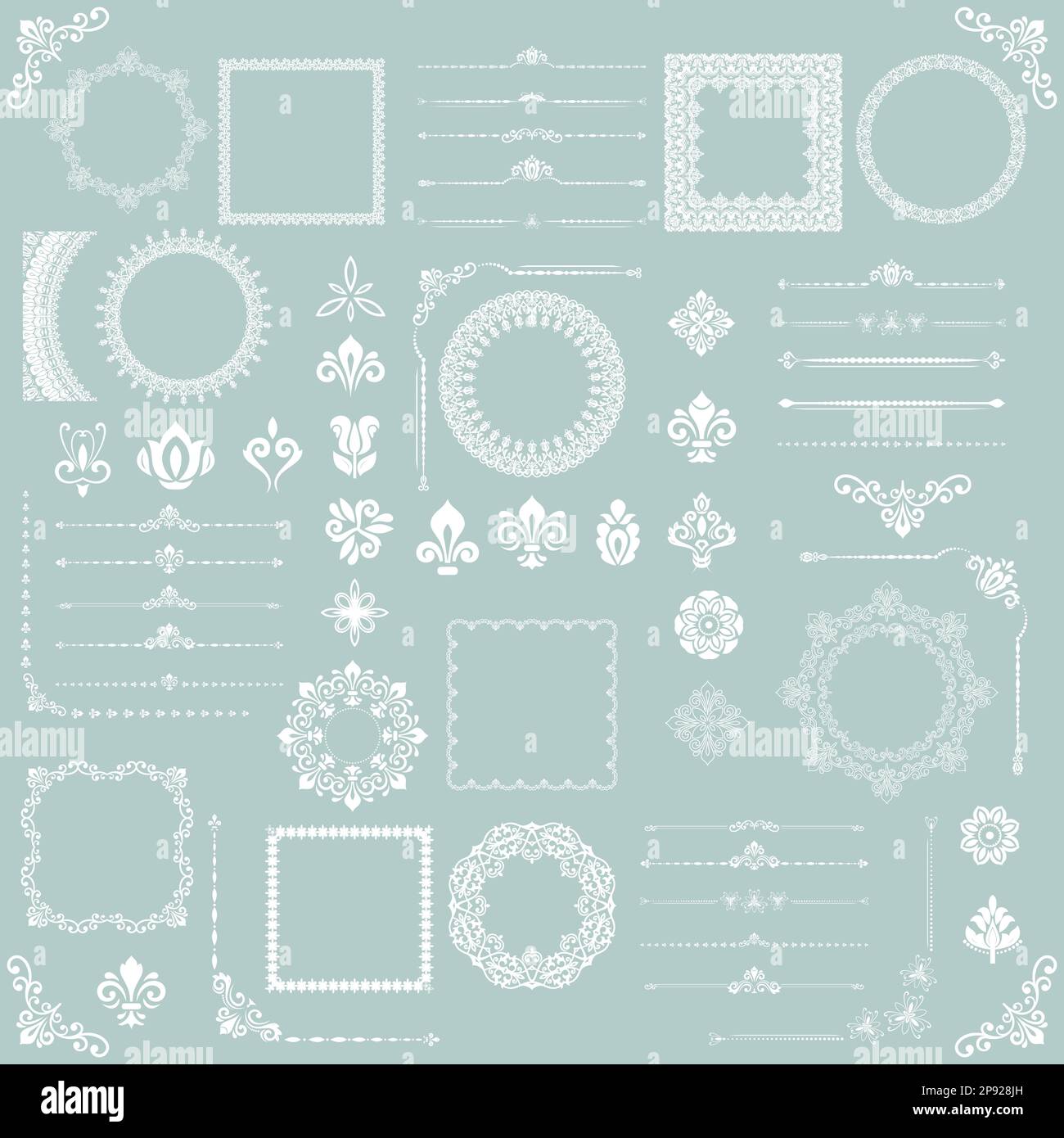 Patterns Frame Classical Vintage set of vector horizontal, square and round elements. Elements ...