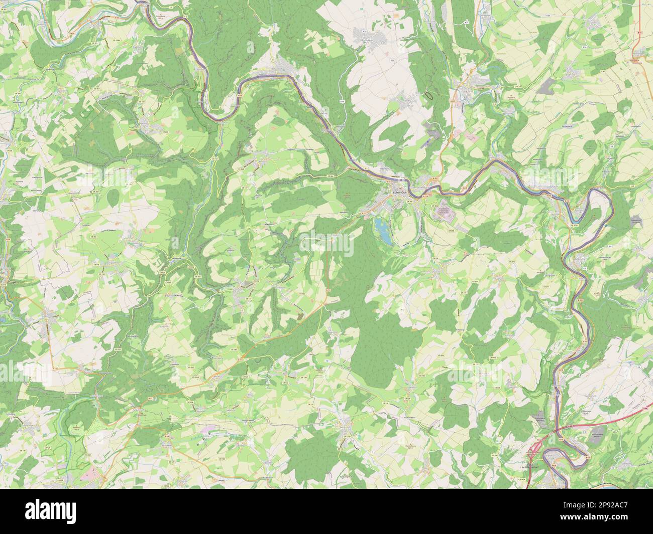 Canton Echternach, canton of Luxembourg. Open Street Map Stock Photo