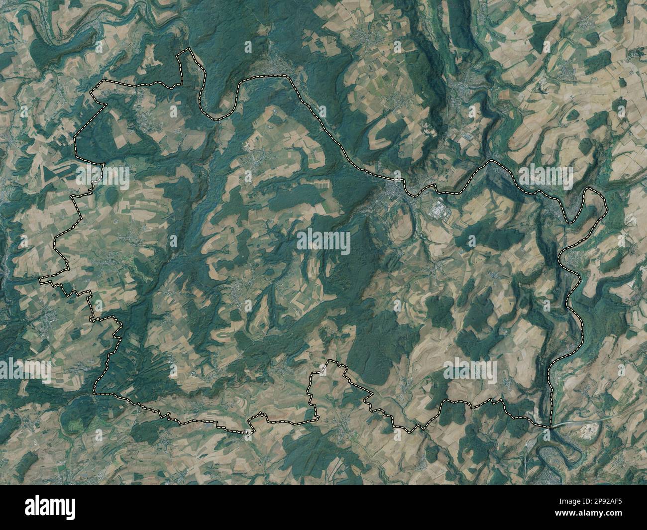 Canton Echternach, canton of Luxembourg. High resolution satellite map Stock Photo