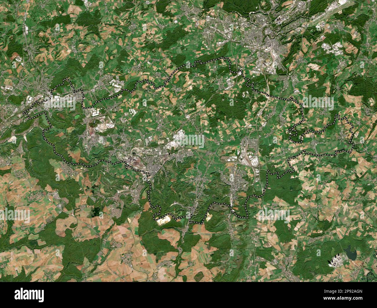 Canton Esch-sur-Alzette, canton of Luxembourg. Low resolution satellite map Stock Photo
