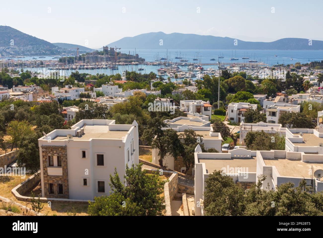 view looking down over Bodrum, Turkey Stock Photo