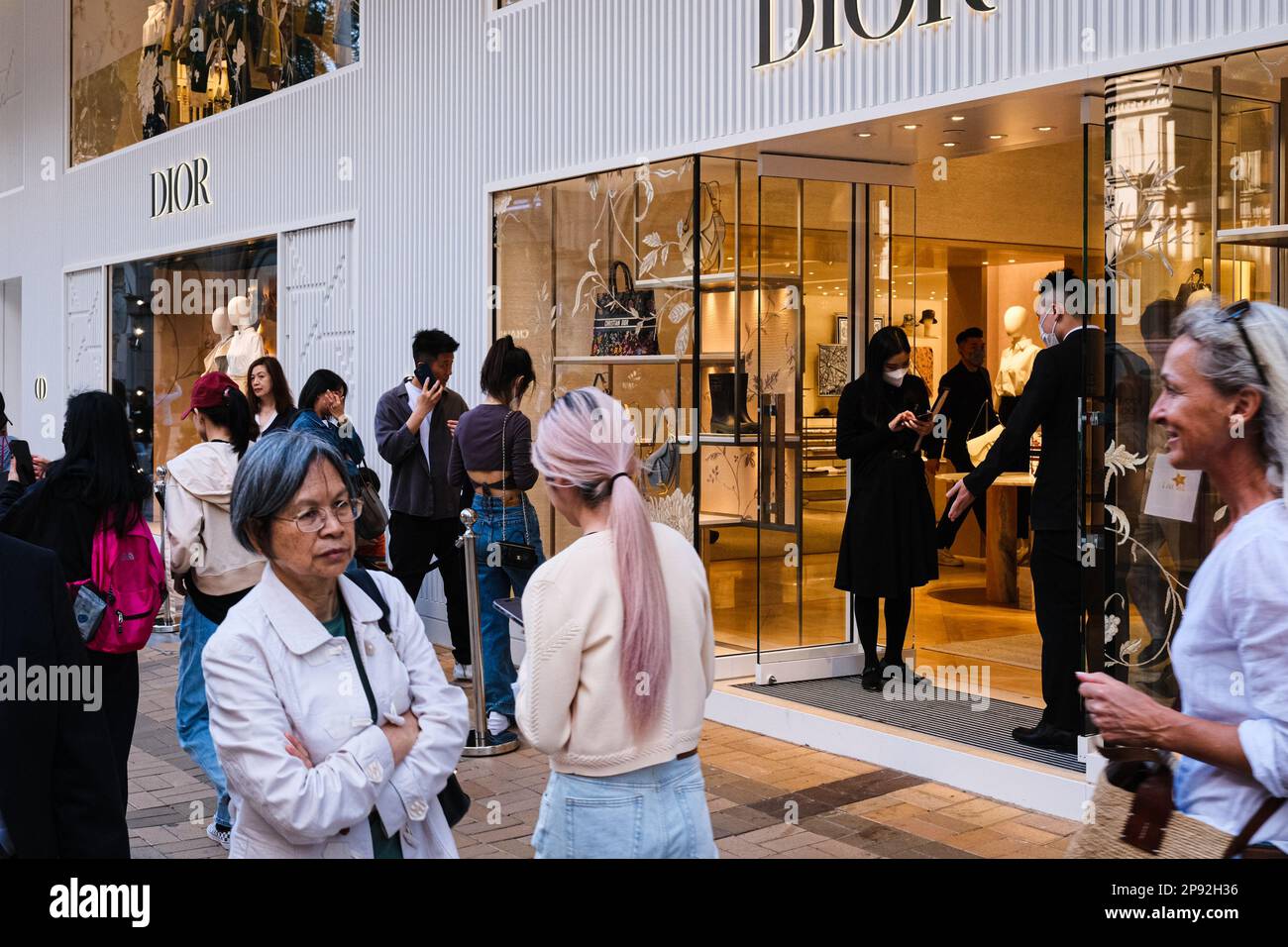 Hong Kong, China. 10th Mar, 2023. Shoppers walk pass a luxury fashion brand Louis  Vuitton store in Tsim Sha Tsui shopping district. (Credit Image: © Keith  Tsuji/ZUMA Press Wire) EDITORIAL USAGE ONLY!