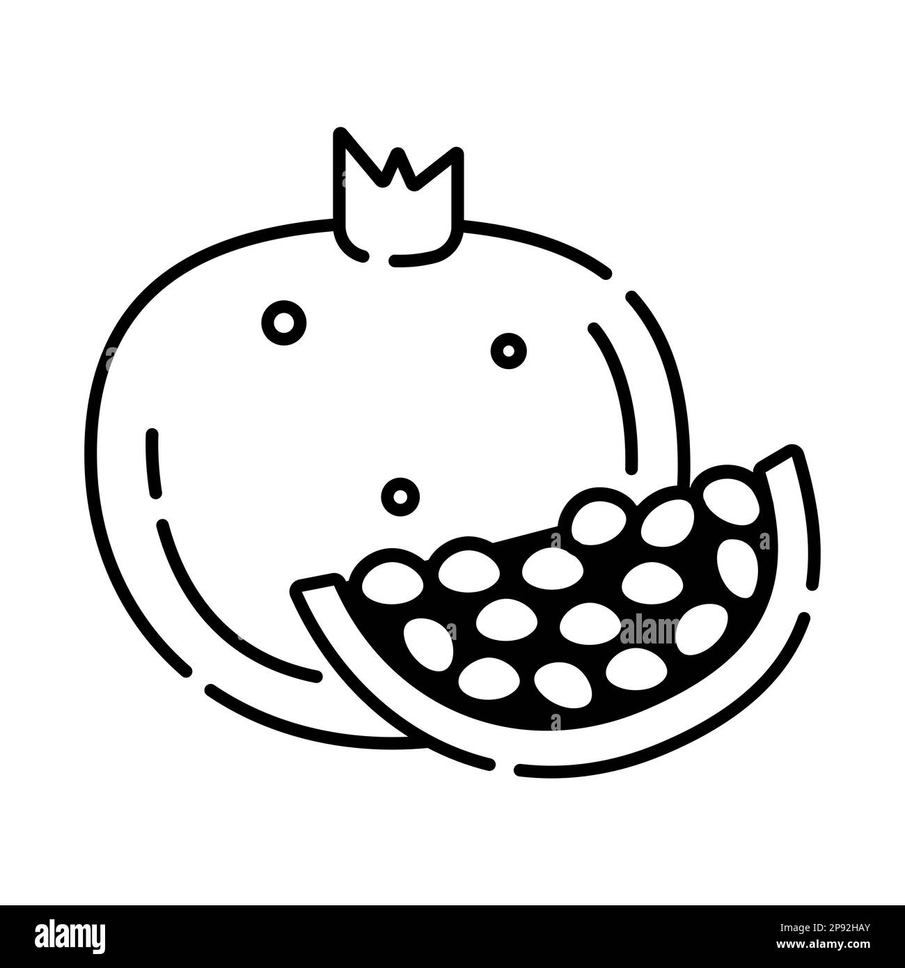 Pomegranate black and white vector line illustration Stock Vector