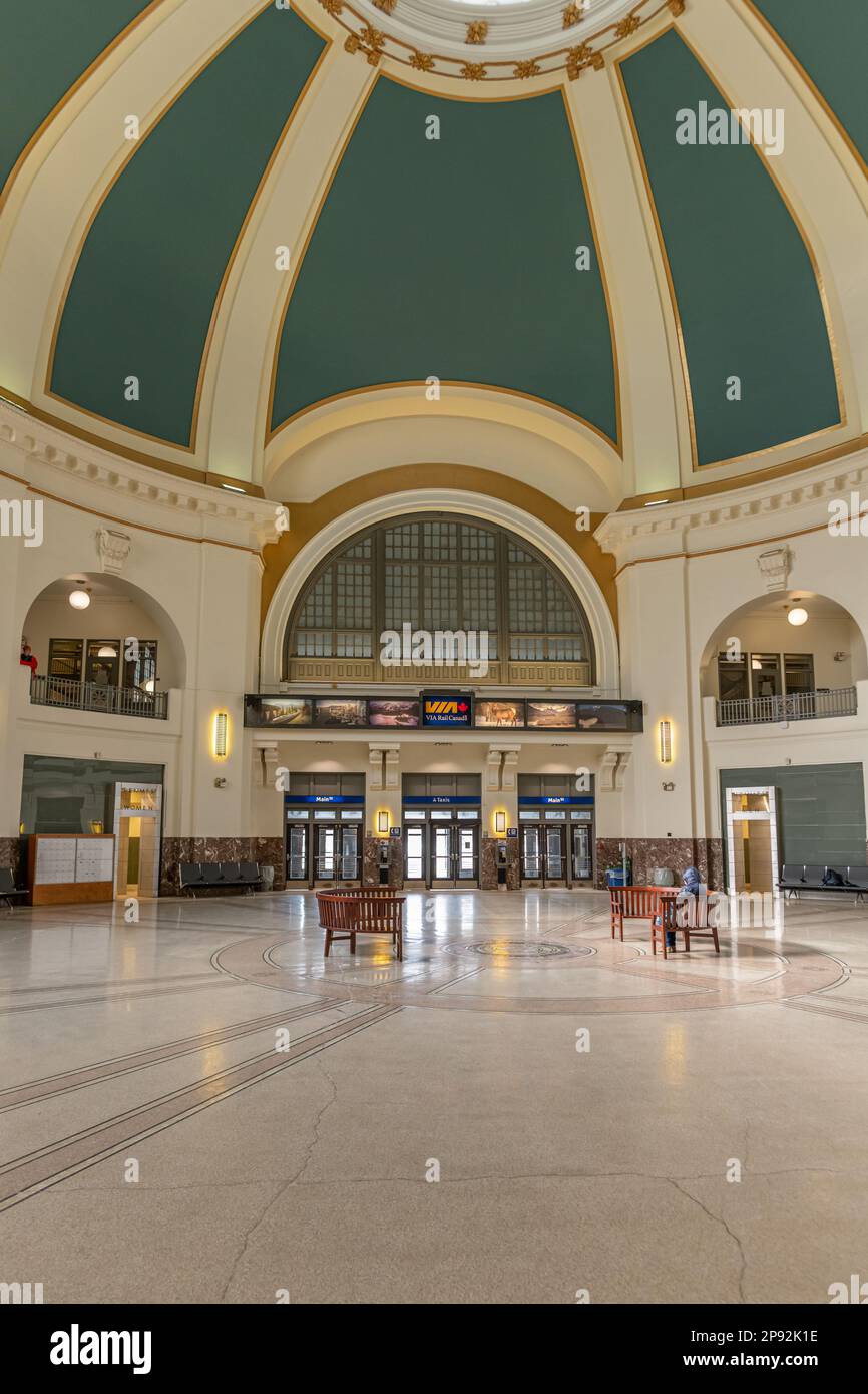 Interior of Union Station, the train station in Winnipeg, Manitoba, Canada. Stock Photo
