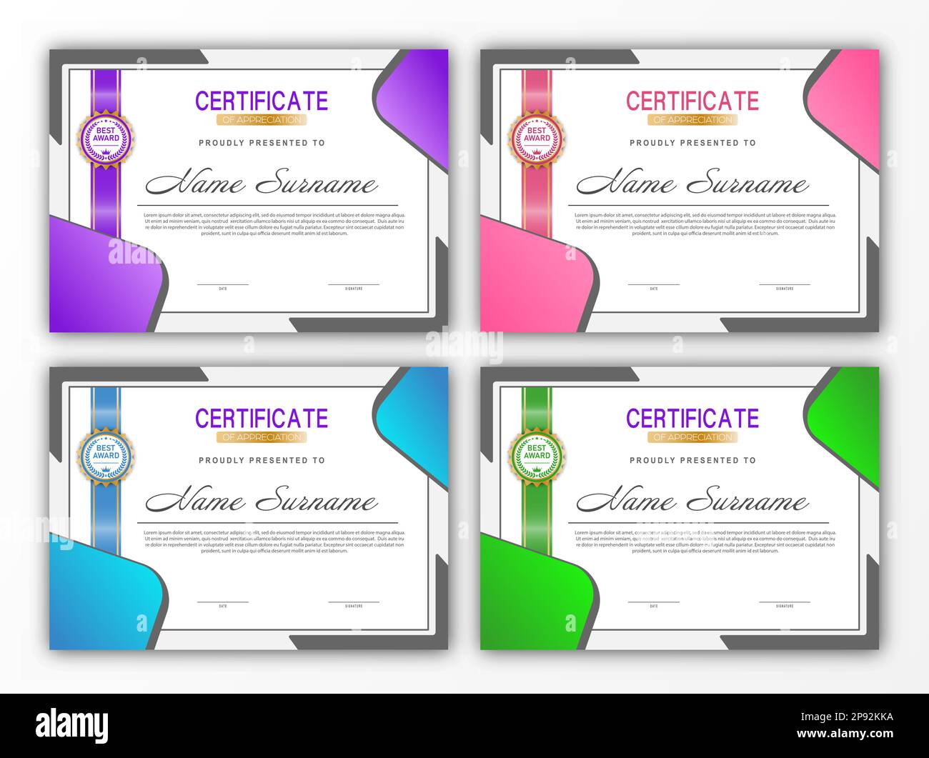 Certificate. A set of mockups of the certificate of recognition of
