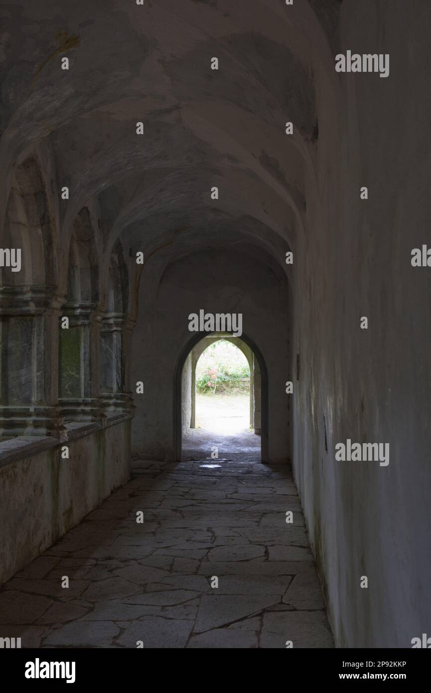 cloister in the ruins of Muckross Abbey, Killarney National Park co Kerry EIRE Stock Photo