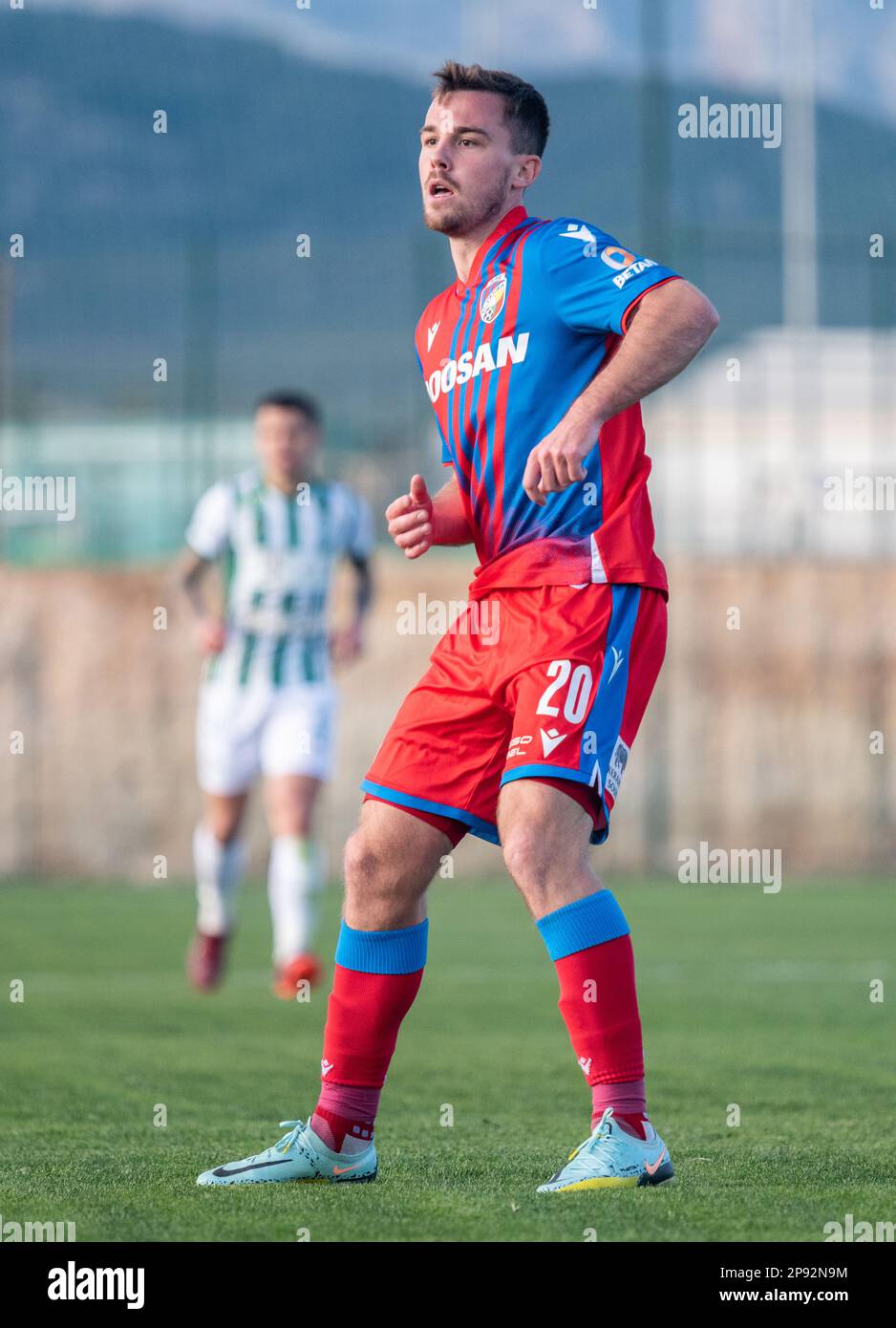 La Nucia, Spain – January 16, 2023. Viktoria Plzen left midfielder Pavel Bucha during club friendly Ferencvaros vs Viktoria Plzen (0-0). Stock Photo