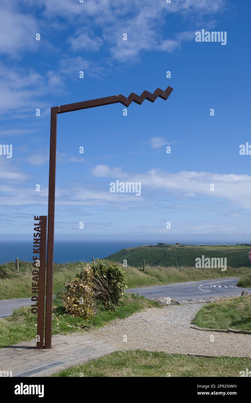 Old head of Kinsale Wave logo metal sign for wild atlantic way discovery points in Southern Ireland EIRE Stock Photo