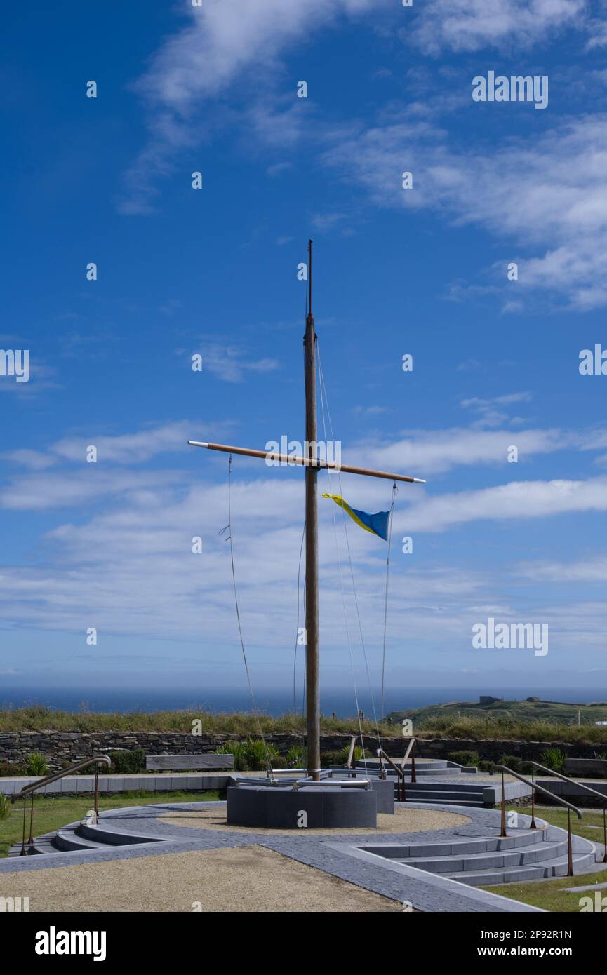 Flagpole in Lusitania Memorial garden at the restored Watchtower or
