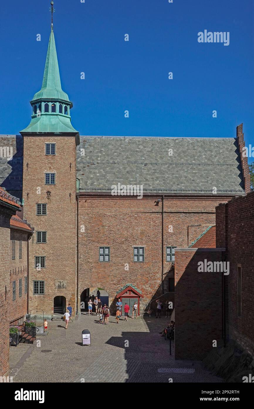 Norway, Oslo, Akershus Fortress or Akershus Castle, Akershus Festning, is a  medieval castle that was built to protect Oslo, historic royal residence h  Stock Photo - Alamy