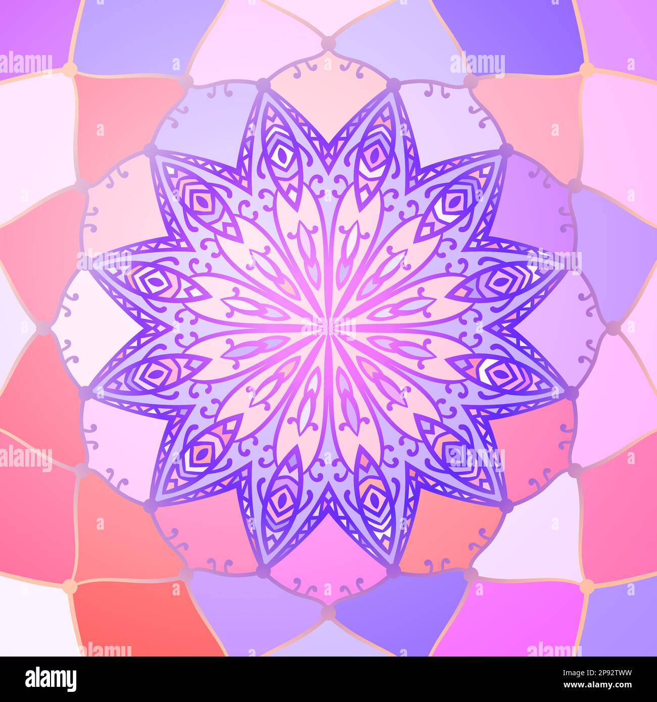 Hand drawn mandala multicolored background, Round ornamental texture vector Stock Vector