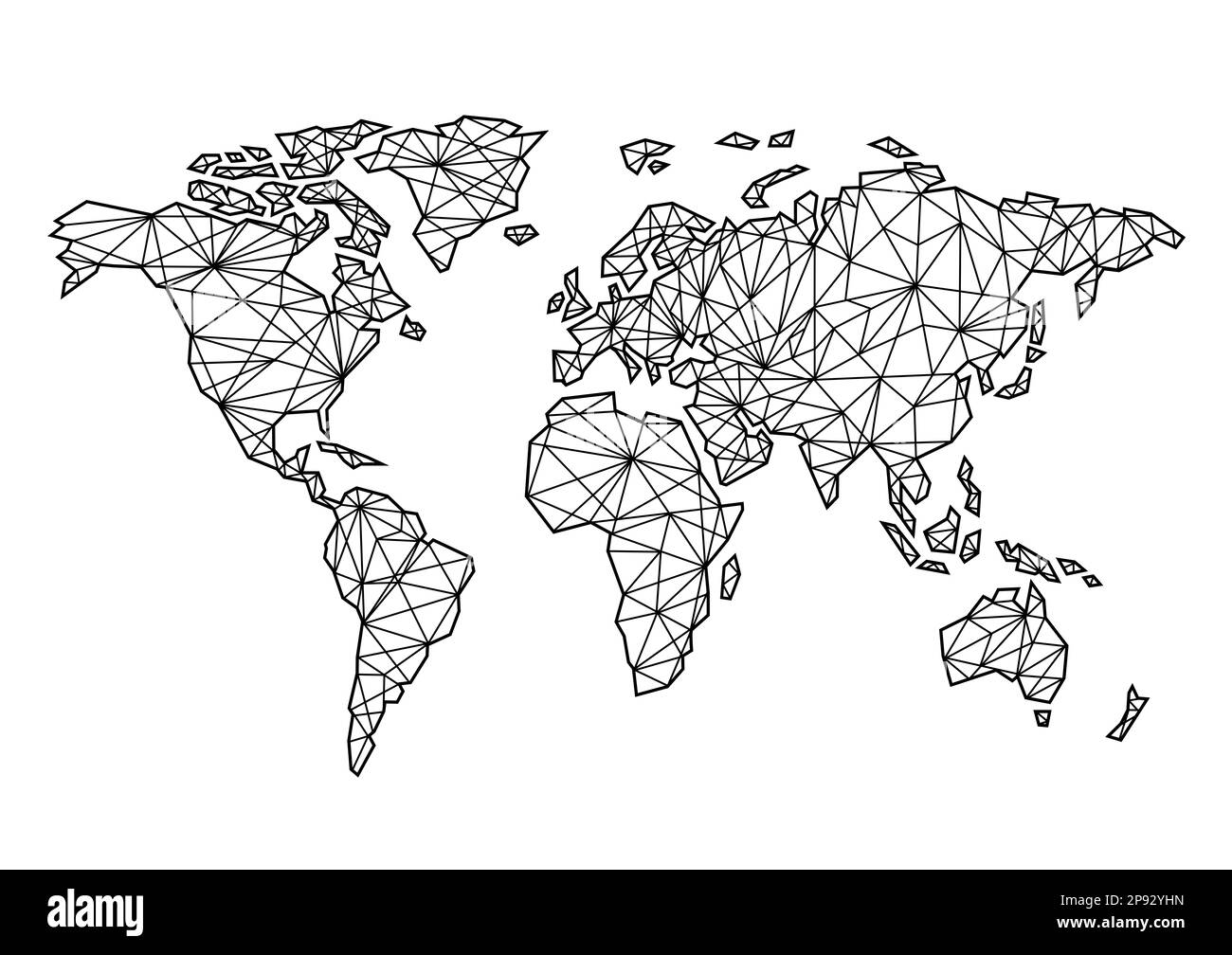 World map illustration filled with black lines on white background