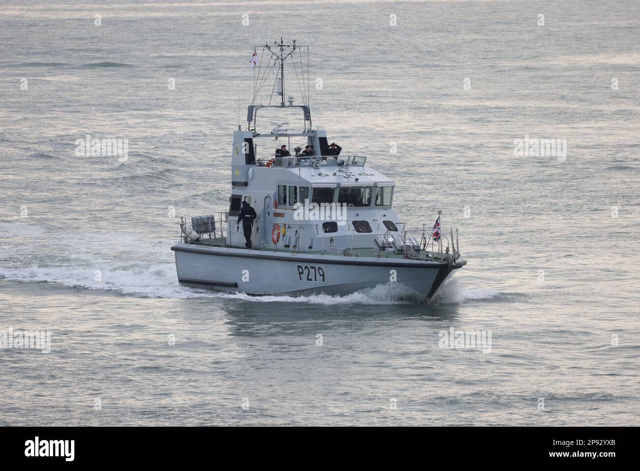 The Royal Navy fast training boat HMS BLAZER (P279) arriving at the Naval Base Stock Photo