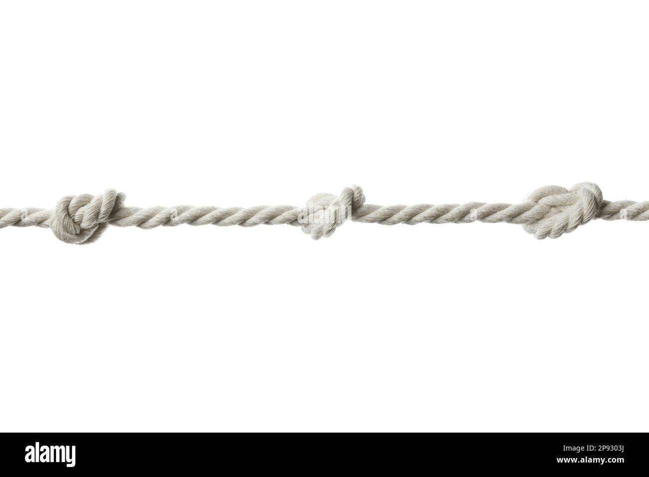Cotton rope with knots on white background Stock Photo - Alamy