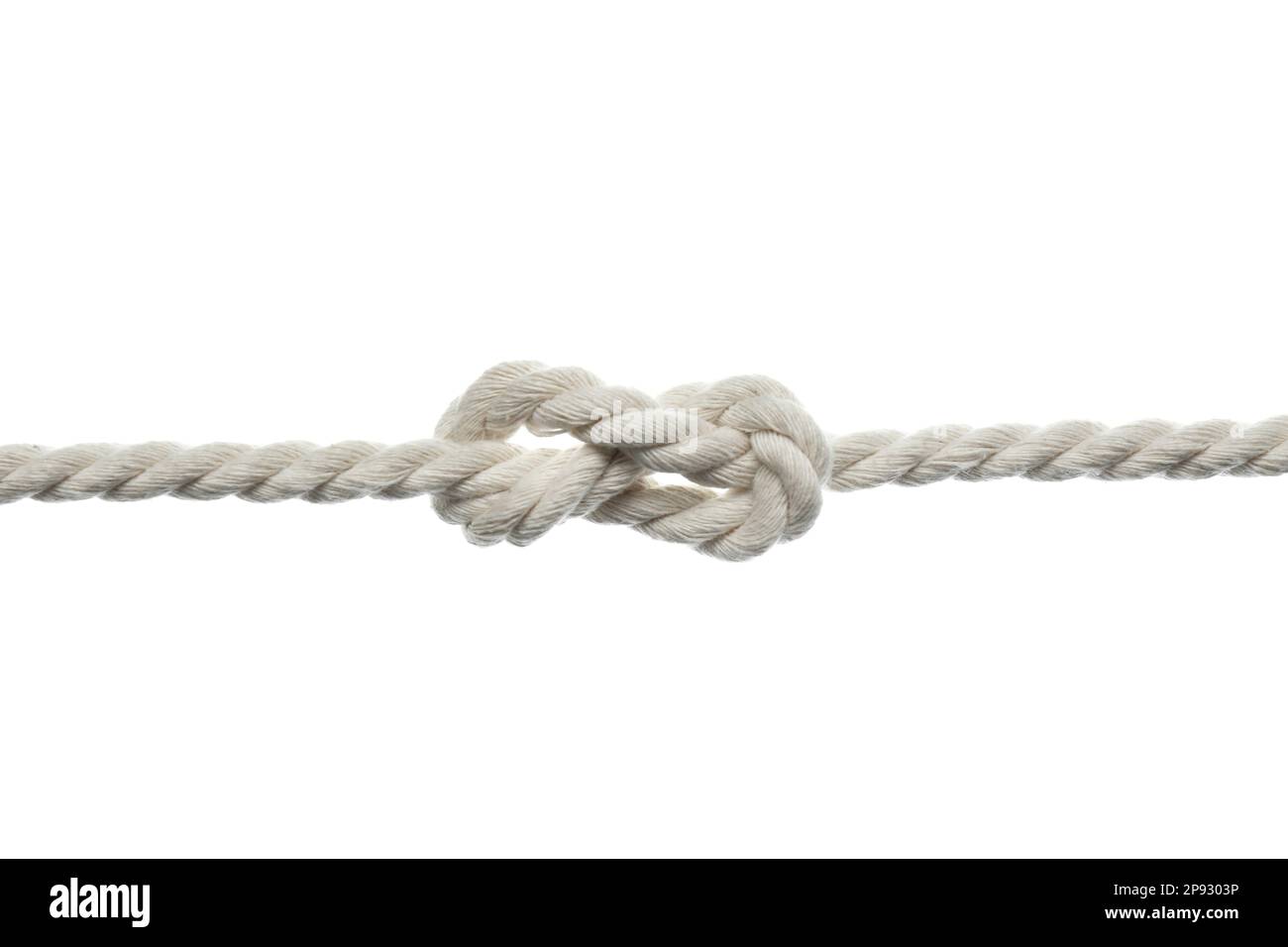 Cotton rope with knot on white background Stock Photo - Alamy