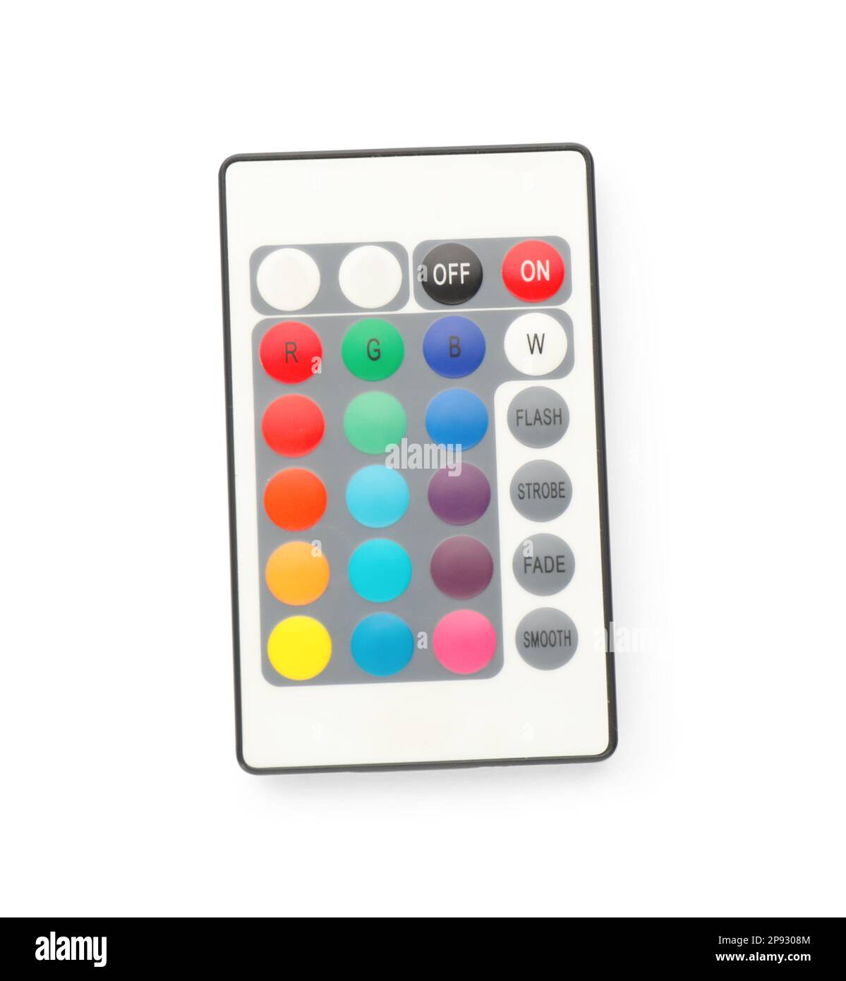 Modern lighting remote control isolated on white, top view Stock Photo