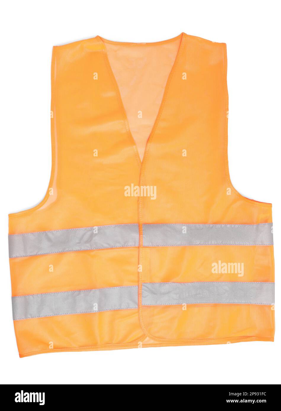 Reflective vest isolated on white, top view. Safety equipment Stock ...