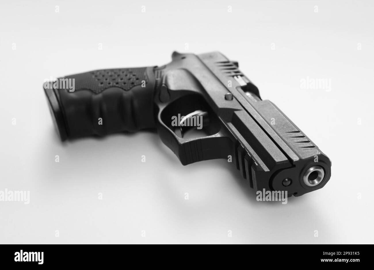 Standard handgun on white background. Semiautomatic pistol Stock Photo