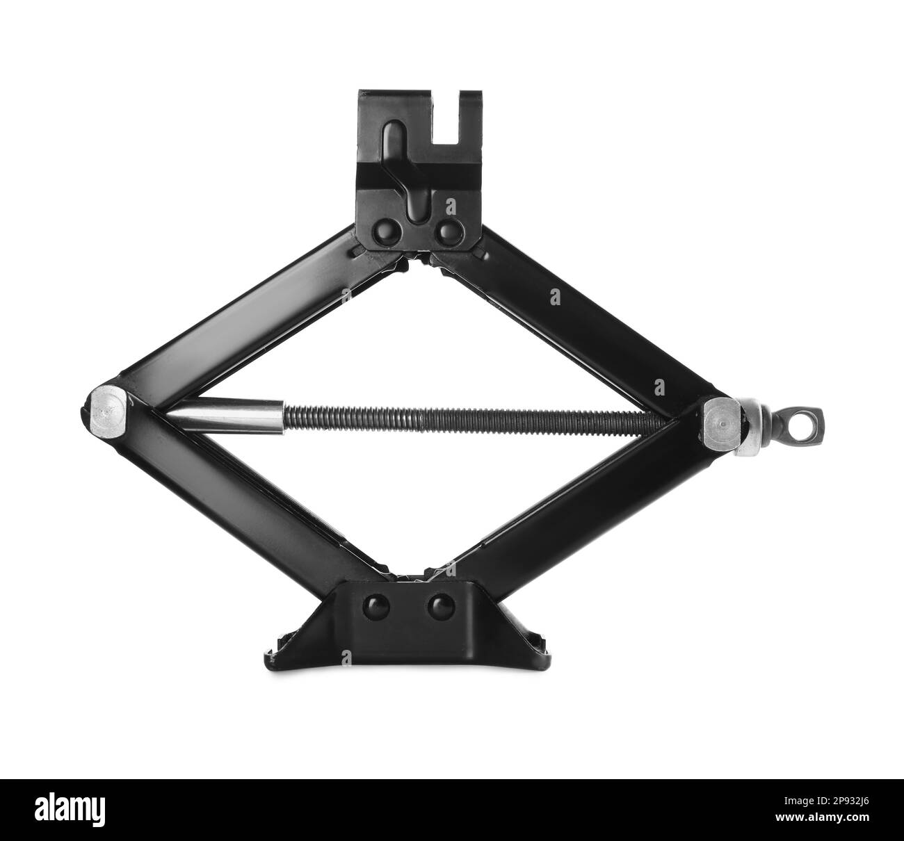 Black car scissor jack isolated on white Stock Photo Alamy