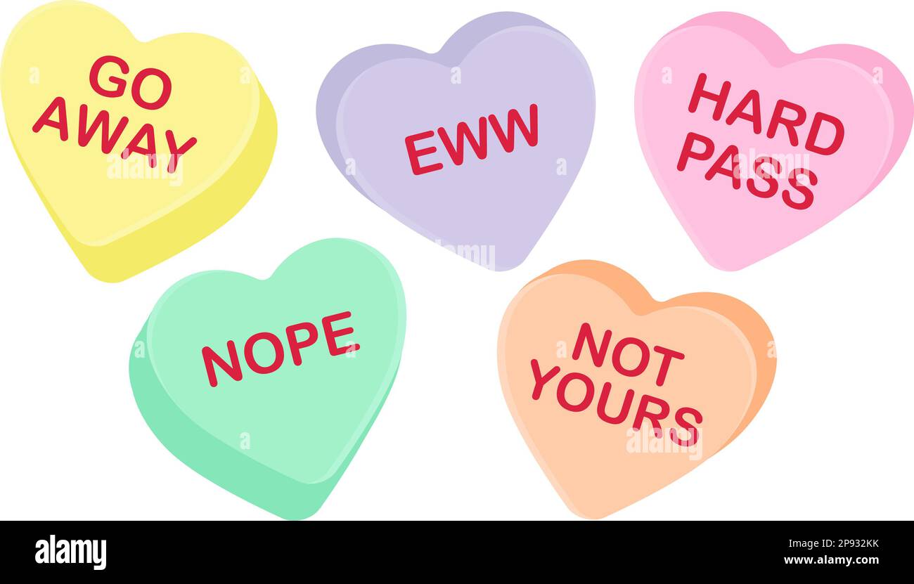 anti valentines day,sweethearts,holiday,food,concept,sweets valentine,candy hearts,words,sayings,message,Vector,Vectors,3d,anti valentine,bad,bundle,c Stock Photo