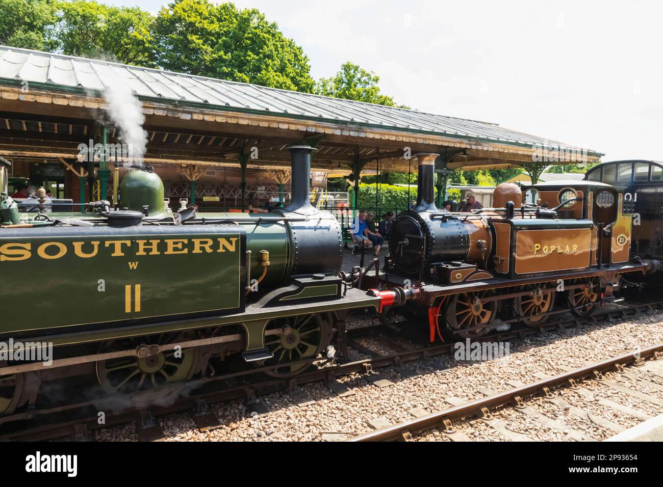 England, Sussex, Bluebell Railway, Horsted Keynes Station, Steam Trains Stock Photo