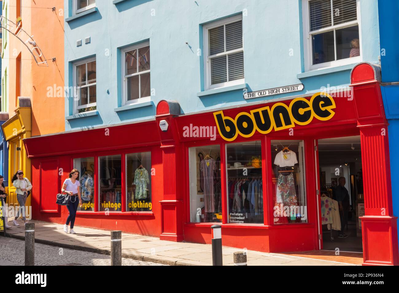 England, Kent, Folkestone, The Creative Quarter, Colourful Shops and ...
