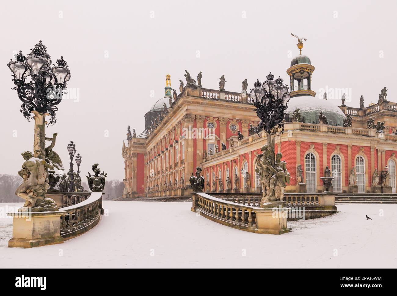 New Palace in Park Sanssouci in Potsdam in winter with snow Stock Photo