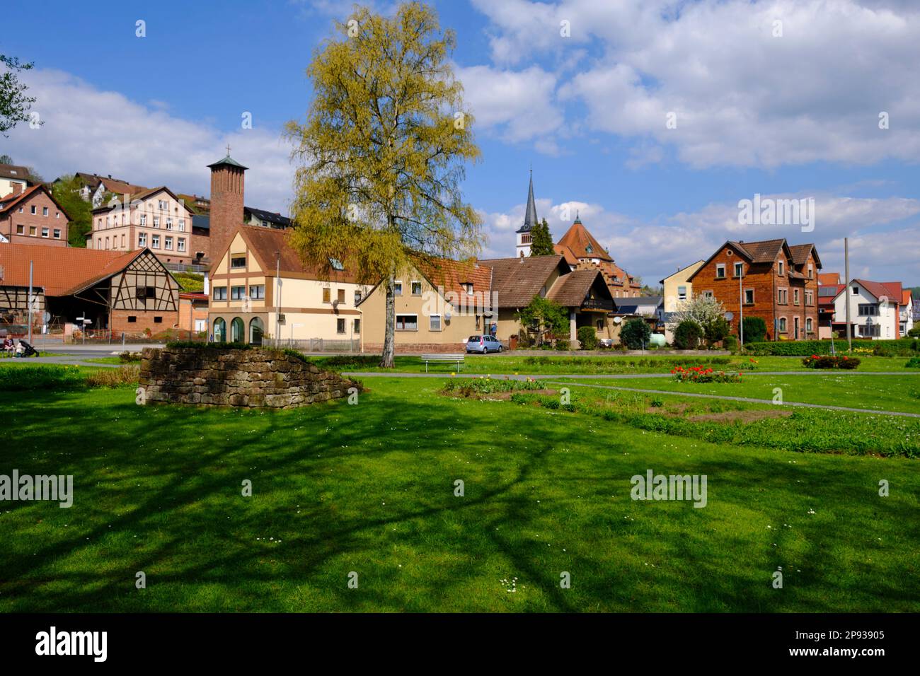 Market town Burgsinn in Sinntal, Main-Spessart county, Lower Franconia, Franconia, Bavaria, Germany Stock Photo