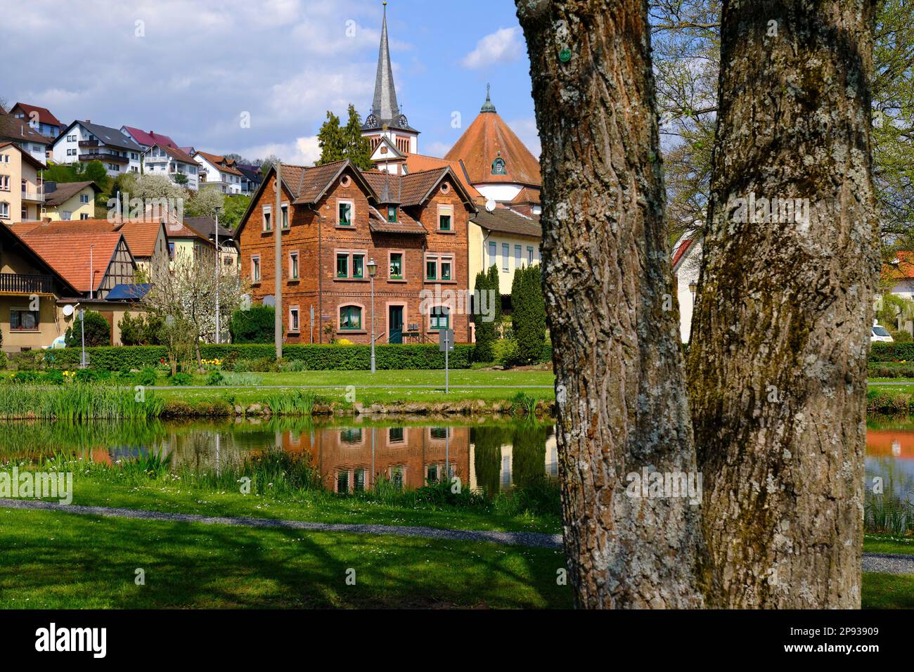 Market town Burgsinn in Sinntal, Main-Spessart county, Lower Franconia, Franconia, Bavaria, Germany Stock Photo