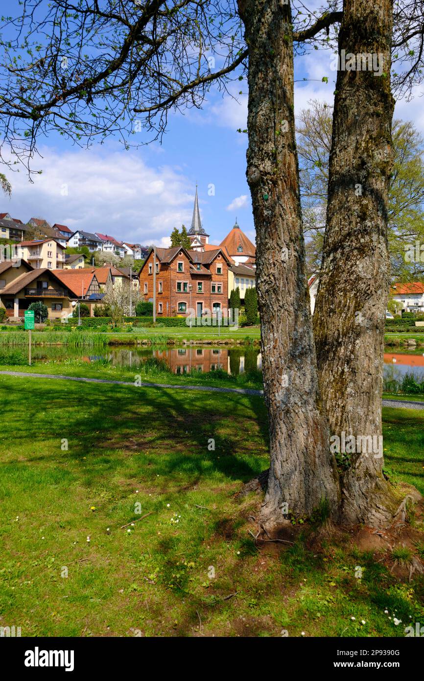 Market town Burgsinn in Sinntal, Main-Spessart county, Lower Franconia, Franconia, Bavaria, Germany Stock Photo