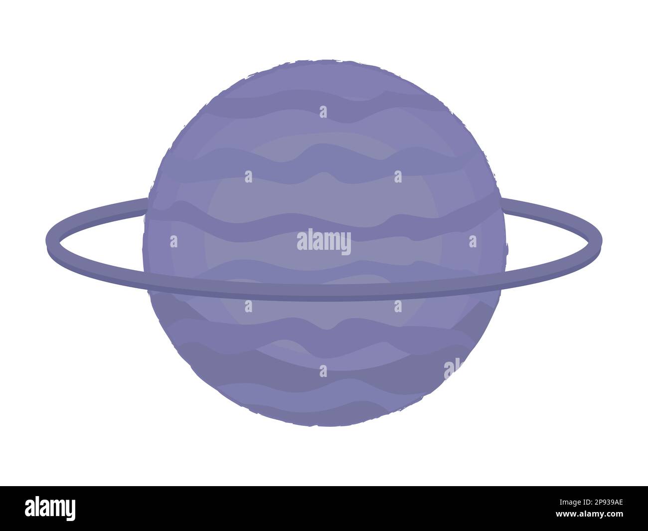 Grey planet with a ring, monochrome illustration Stock Vector