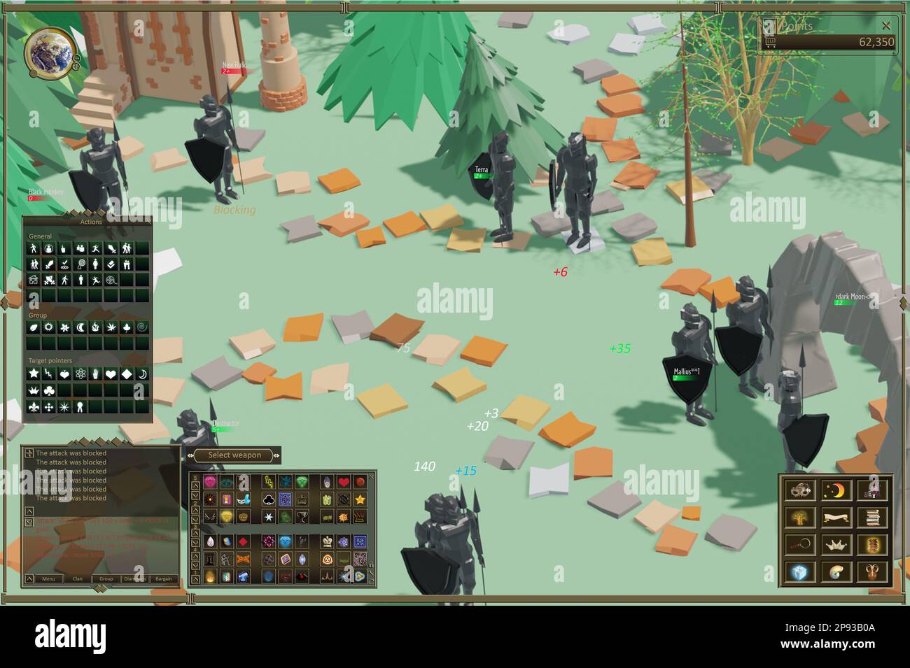 Roleplaying video game, illustration. Characters in virtual world