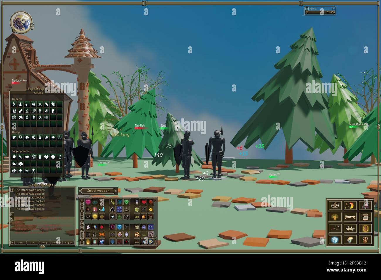 Roleplaying video game, illustration. Characters in virtual world