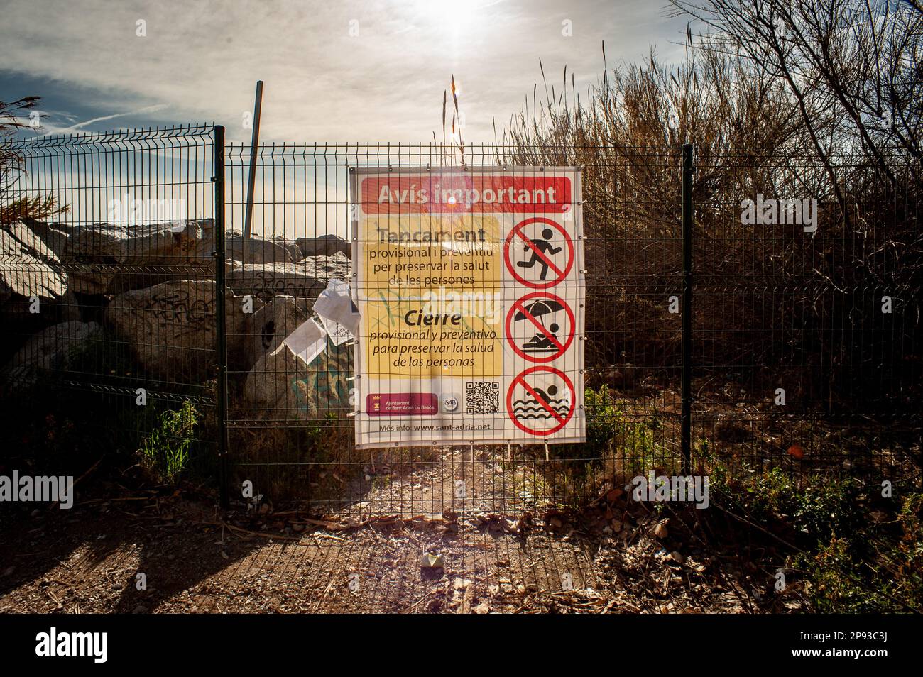The Litoral beach in Sant Adria del Besos, Barcelona, remins closed to