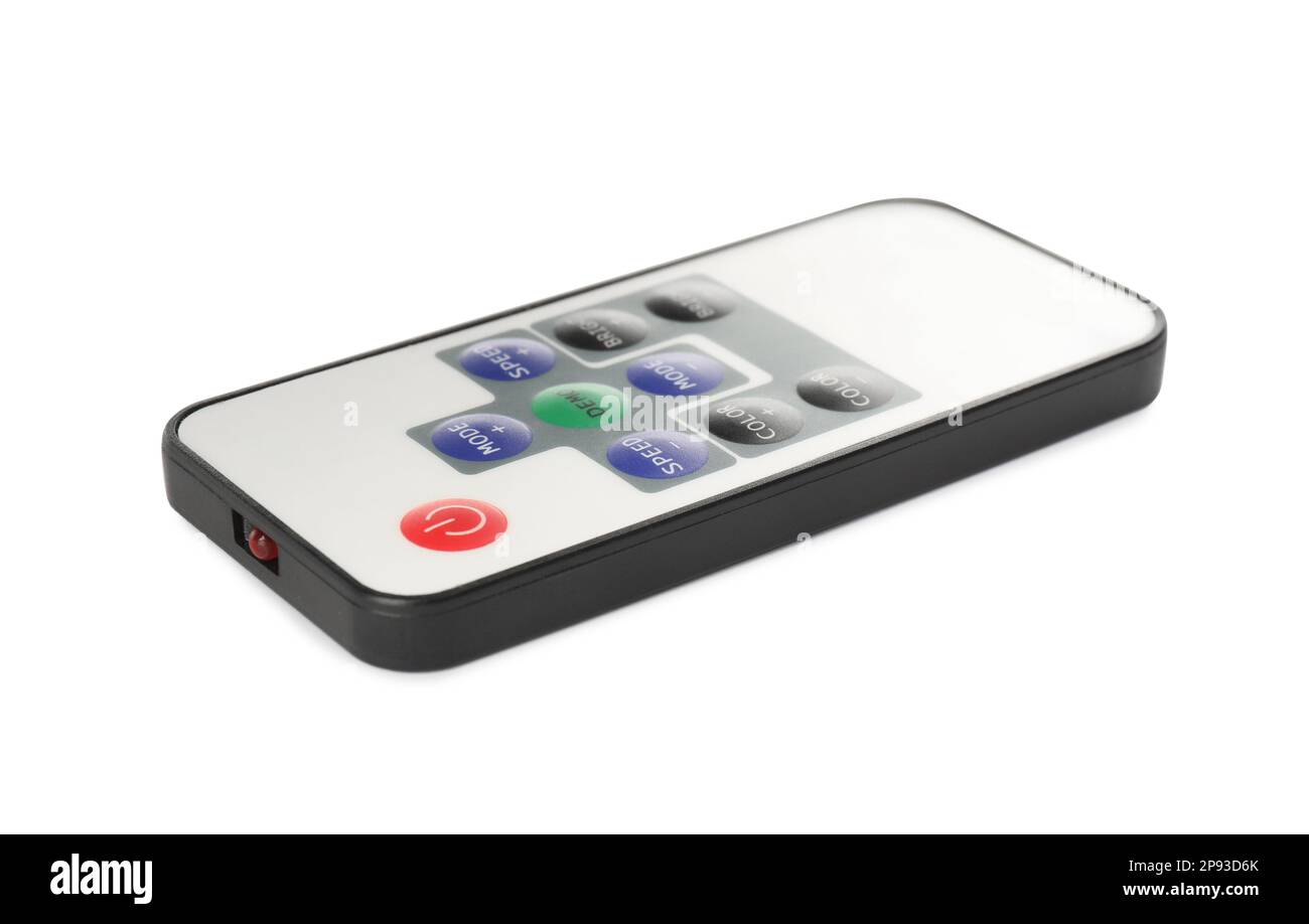 Modern lighting remote control isolated on white Stock Photo Alamy