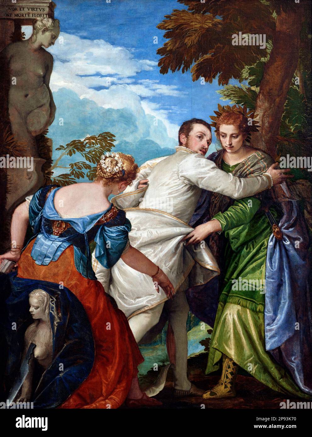 The Choice Between Virtue and Vice by Paolo Veronese (1528–1588), oil on canvas, c. 1565 Stock Photo