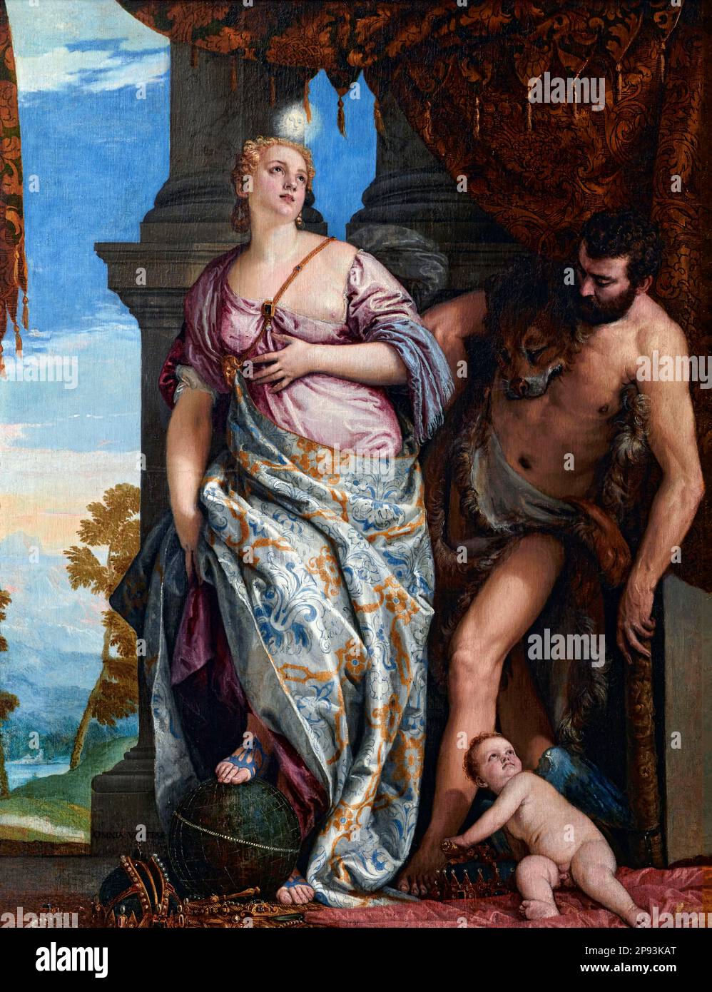 Allegory of Wisdom and Strenght by Paolo Veronese (1528–1588), oil on canvas, c. 1565 Stock Photo