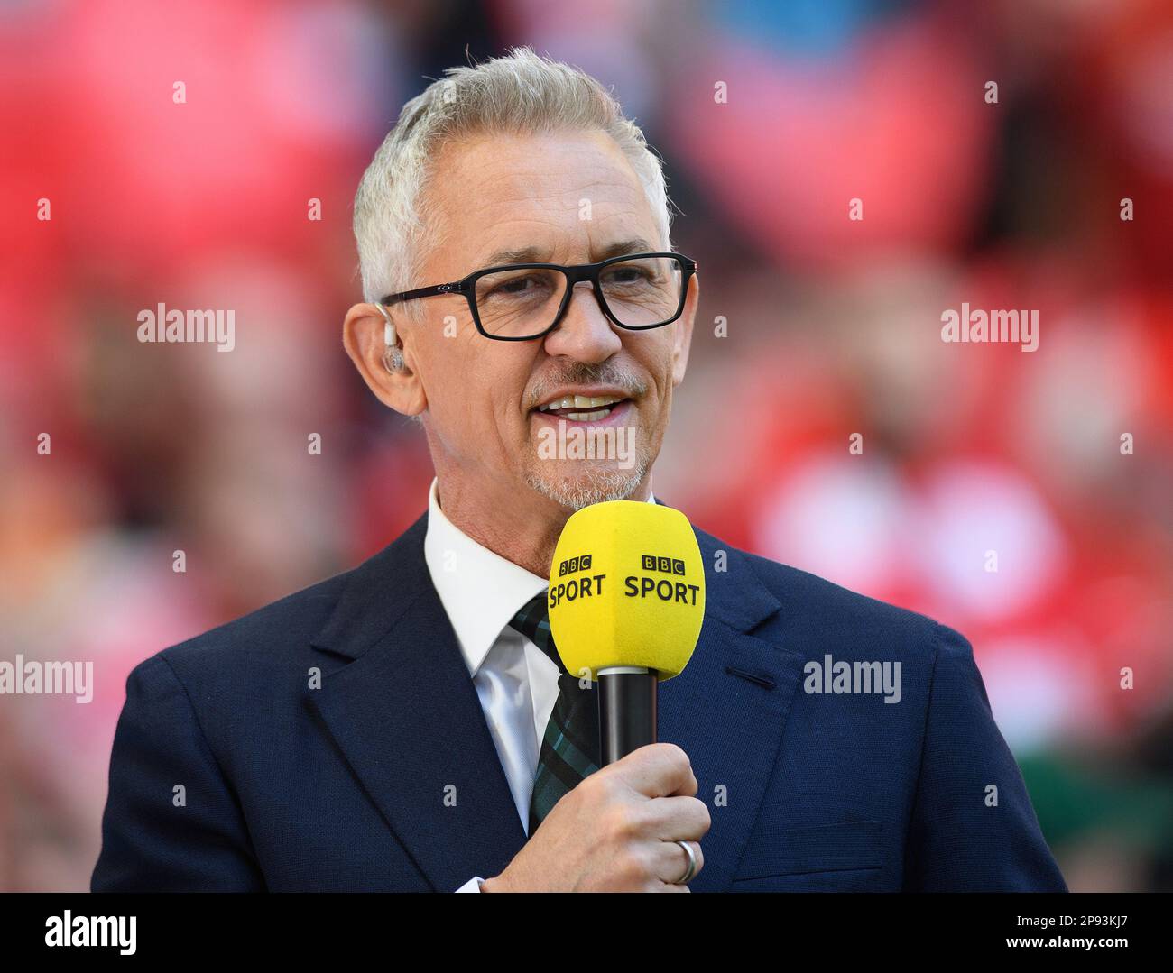 London, UK. 10th Mar, 2023. **** FILE PHOTO ***** 16 April 2022 - Manchester City v Liverpool - FA Cup Semi-Final - Wembley Stadium BBC TV Presenter and footballer Gary Lineker during the FA Cup Semi-Final at Wembley Picture Credit: Mark Pain/Alamy Live News Stock Photo