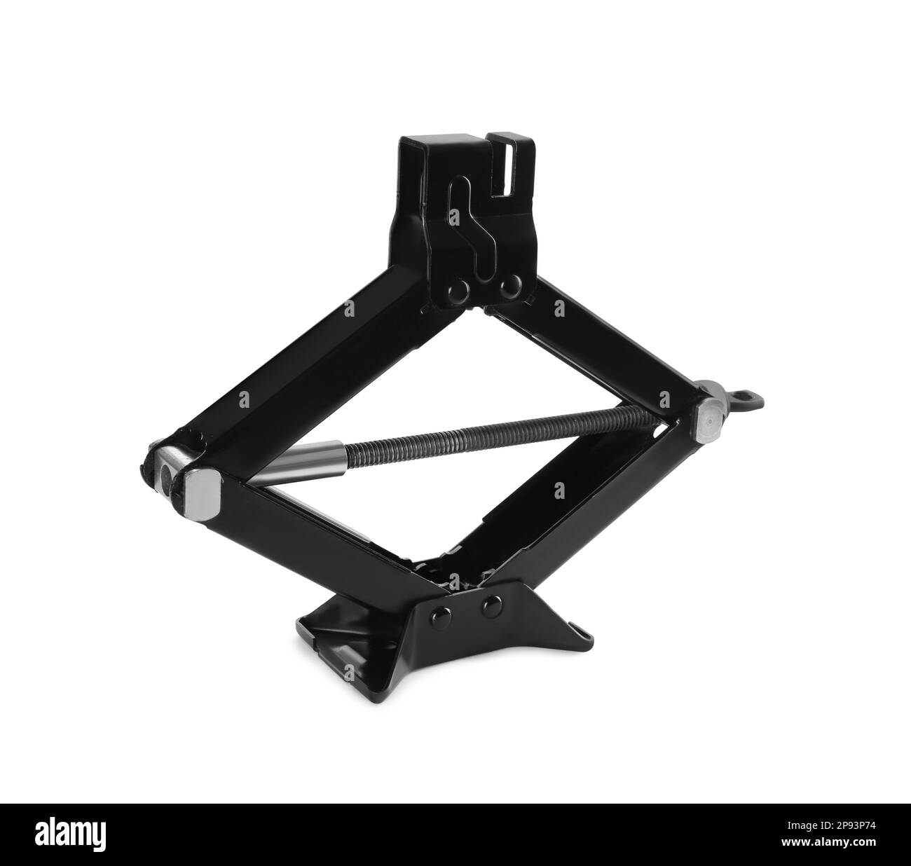 Black car scissor jack isolated on white Stock Photo Alamy