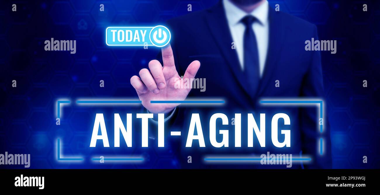 Text showing inspiration Anti Aging. Word Written on A product designed ...